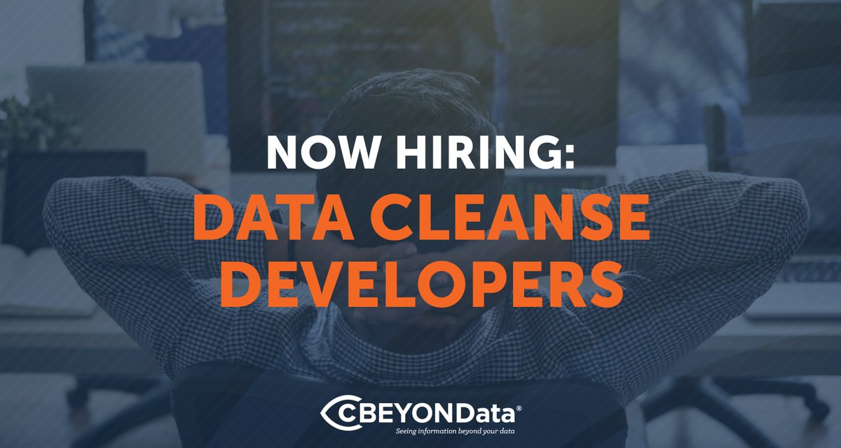 cBEYONData's tweet image. Are you a Data Cleanse Developer located in Washington, DC, or Austin, Texas?
We are hiring!
If you have at least 6 years of experience and US citizenship, head to our website and apply:
cbeyondata.com/careers/
#DataCleanseDeveloper #Career