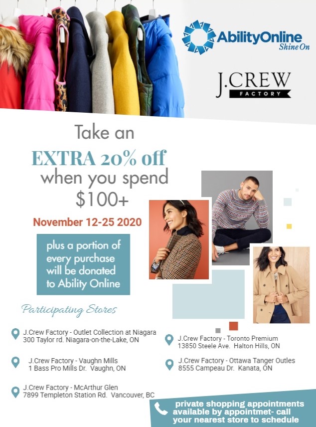 Ability Online on X: Shop at any J Crew Factory outlet in Canada