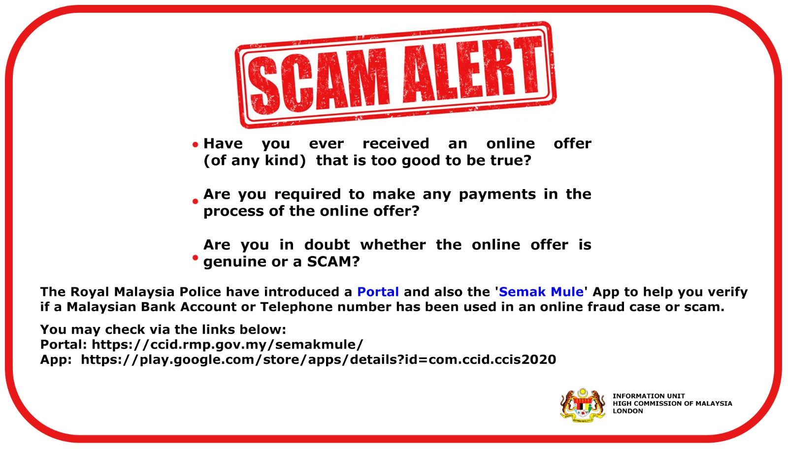 Malawakil London On Twitter The Royal Malaysia Police Pdrmsia Have Introduced A Portal And The Semakmule App To Help You Verify If A Malaysian Bank Account Or Telephone Number Has Been Used