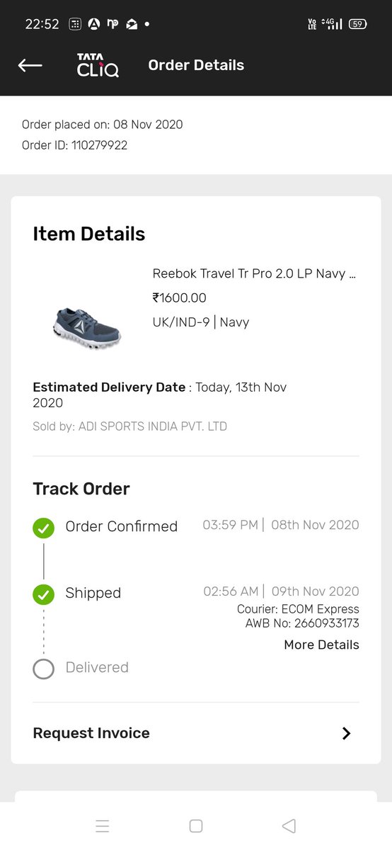 vihub's tweet photo. @TataCLiQCare - Can you pls let me know regarding the attached order details.

Was expecting that it would be delivered today https://t.co/fIES1VfZ7Y
