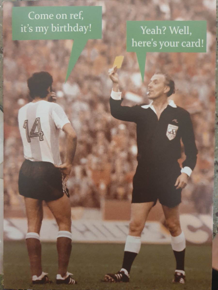 EmmaGregory86's tweet photo. Weve all the comment "its my birthday ref" this sums it up well #birthday #birthdaycard #redoryellow #football https://t.co/RjIIk6iphA