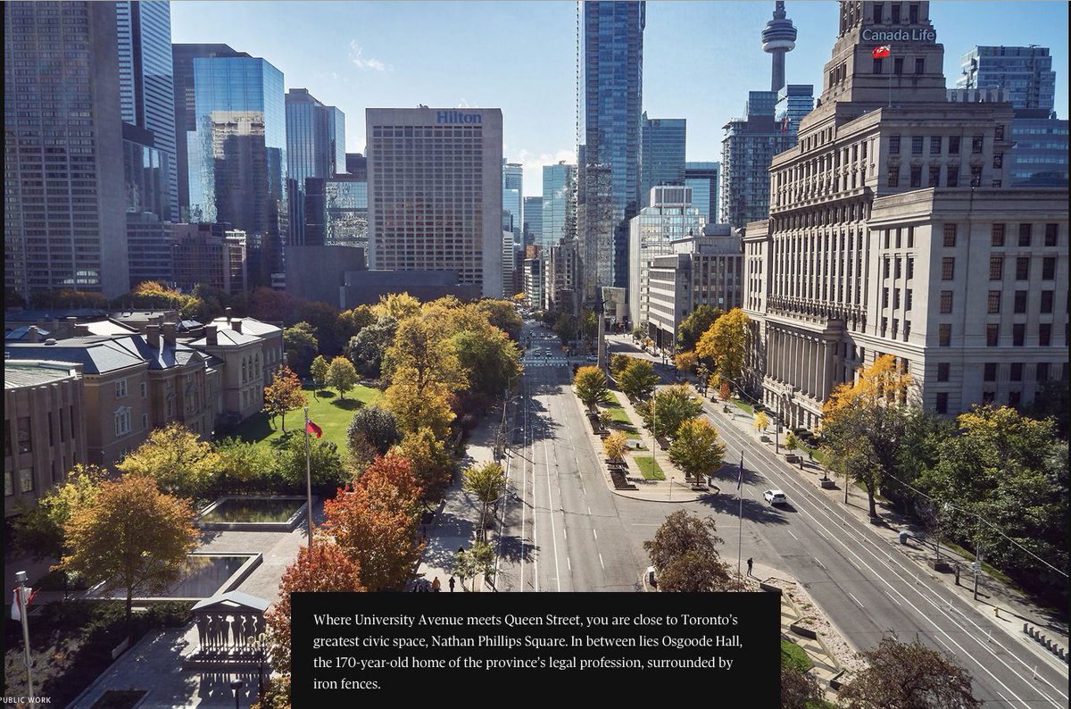 GraphicMatt's tweet photo. Very cool design concept for University Avenue via @alexbozikovic.  Could be a smart — and cost-effective — way to add a bunch of much-needed green space downtown. https://t.co/bDIcR2n00t https://t.co/dwux39hdpH