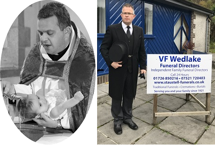 WedlakeFH's tweet photo. A familiar face becomes a funeral director. 
David Michael has joined Nick Jago as a Funeral Director and Celebrant.   A familiar face David has been taking funeral services in the area for over 17 years and comes from a family of funeral directors. https://t.co/lEhZB6ADMw