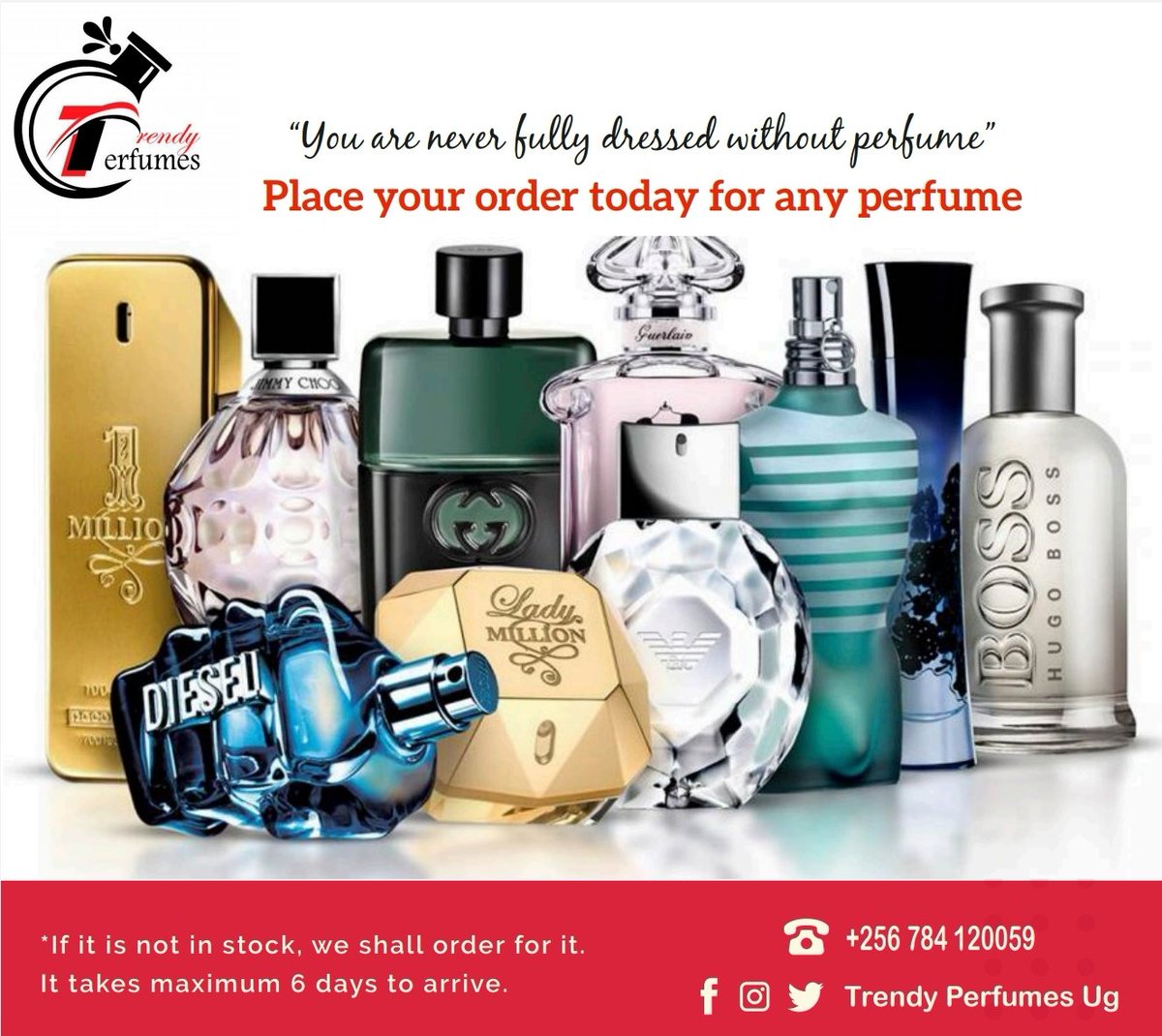 The No.1 perfume sellers in Uganda. We sell every nice fragrance at very addordable prices. Kindly contact 0784120059 to place an order. Payment is done when you receive the fragrance. Delivery is done that very day. #trendyperfumesug #smellgoodfeelgood #perfumes #fragrances