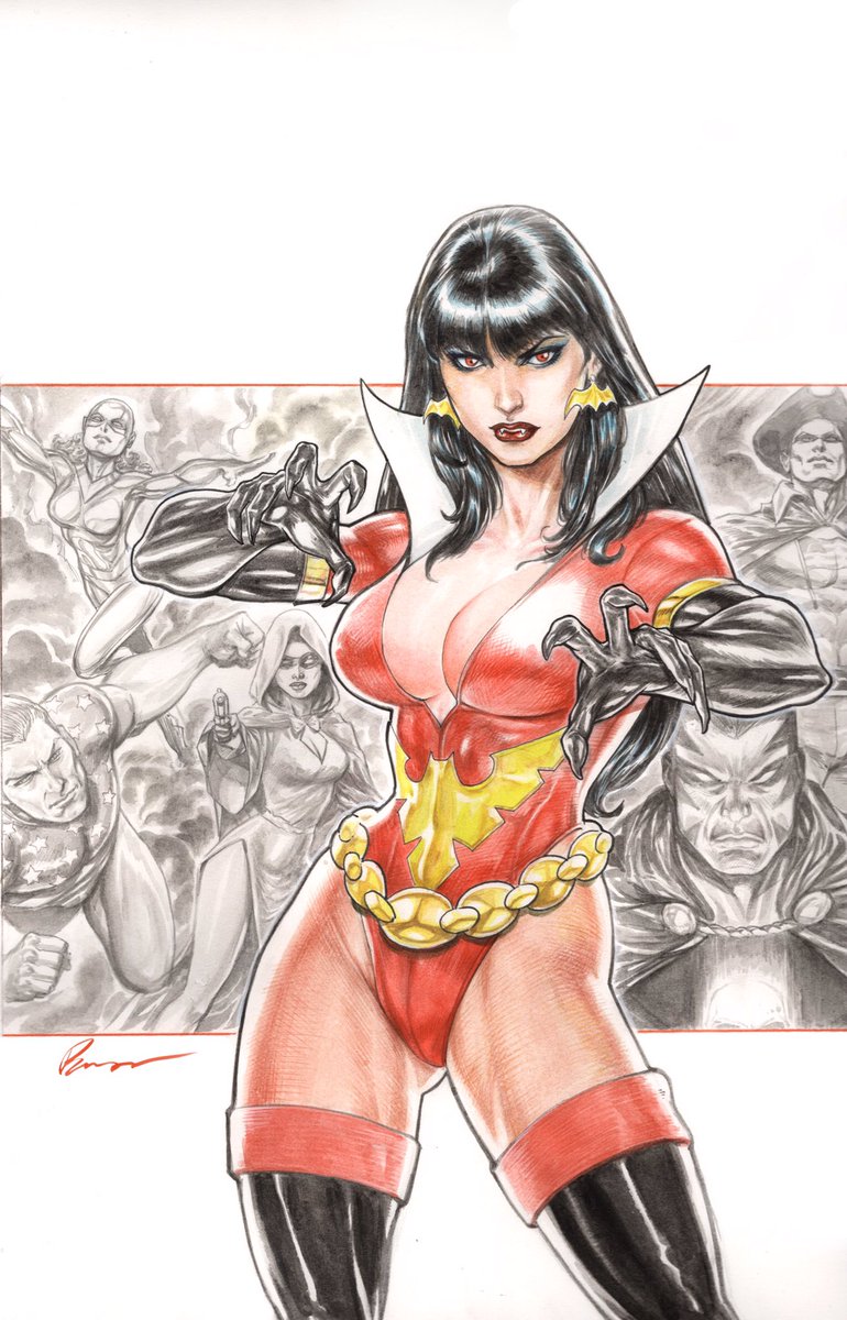 justbuzz's tweet image. My variant cover for Vampirella:Dark Powers #1.  joint exclusive variant from Myself and Pueblo's Outer Limits Comics &amp;amp; Collectibles 
There will be 250 regular trade dress and 250 virgin version available. 
Release date: 12/9/20
Stay tuned for order and price info.