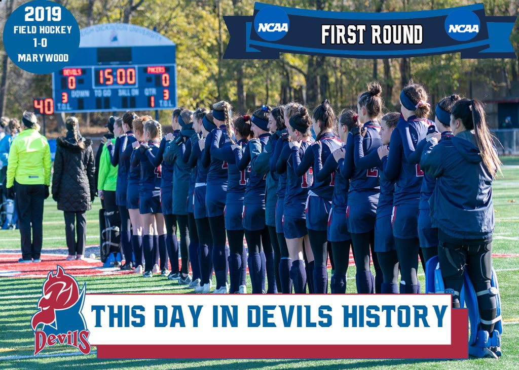 FDUDevils's tweet photo. 11~13~19: #ThisDayInDevilsHistory 🗓 a 4th period pass from Maggie Sohns to Haleigh Flukey, guided @FDUFH to the 1-0 NCAA Tournament victory‼️ 
       
#HeatsRising🔥| #HornsUp🤘 https://t.co/q25tOfM3KI