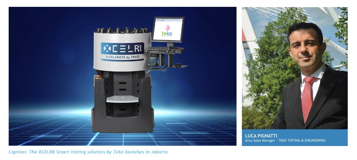 TekoAsia's tweet photo. Teko Tinting & Engineering (a member of the Inkmaker Group) was in the news.
Asia Pacific Coatings Journal, gets the scoop on Teko's launch in Jakarta.
#Teko #InkmakerGroup #coatings #colorantdispenser #tinting #tinters #tintingmachines #FMM #XCELR8
https://t.co/mcRSdej5jR https://t.co/OlypY6f0HT