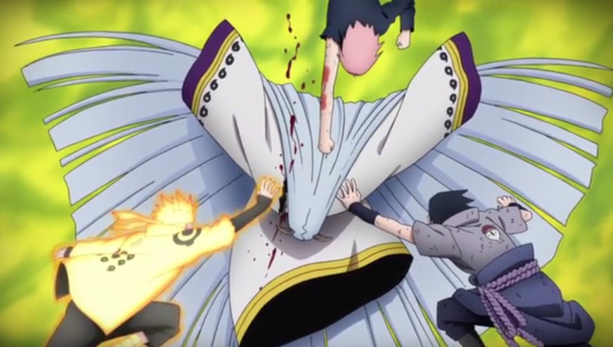 Sakura à frappé la déesse du chakra, Kaguya. Ce qui a permis à Naruto et Sasuke de la sceller. Juste avec ça, uniquement ça, un rappel tout bête, Naruto et Sasuke ont énormément galérés à la frapper rien qu’une fois, ils ont dû faire de grandes combinaisons complètement folles