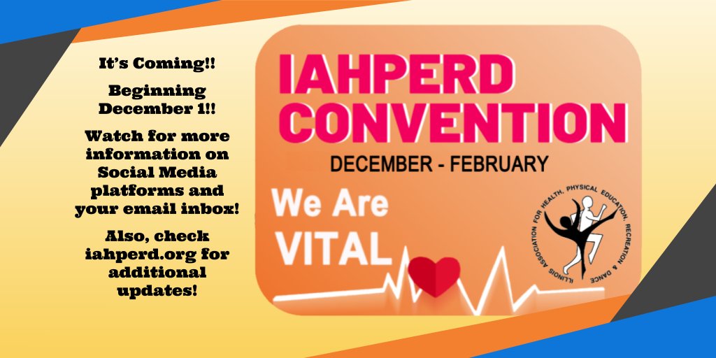 📢ATTENTION: All <a href="/IAHPERD/">IAHPERD Illinois Assoc for Health, PE, Rec & Dance</a> Members

📢News on the 2020 IAHPERD Convention is coming soon!!
#iahperdchat #physed #healthed

📢Things Kick-off Dec. 1

👇👇👇