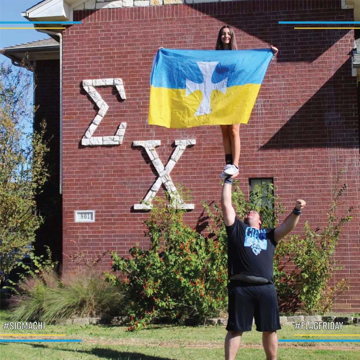 SigmaChi's tweet photo. Happy #flagfriday! Visiting the North Texas chapter house on Nov. 11 is this week’s $25 to @campusclassics Flag Friday winner Brooklynn Jayde, who is the sweetheart of the Texas A&amp;M-Commerce chapter. Send us your best photos by direct message or by using #sigmachi and #flagfriday https://t.co/fPC80YipKx