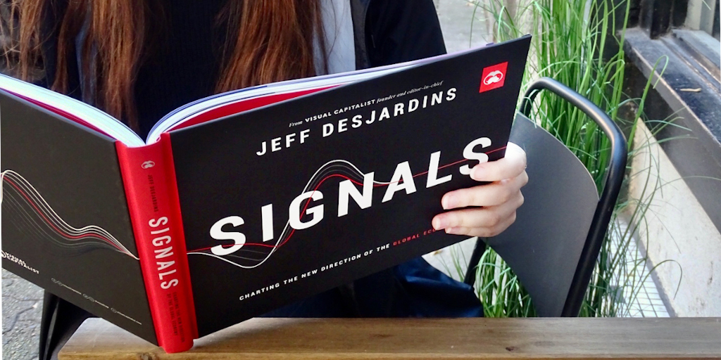 VisualCap's tweet photo. Officially introducing our second book, “Signals: Charting the New Direction of the Global Economy” 📕

We hope this data-driven book can serve as a starting place to better understand the complex world we live in.

Available to order now: https://t.co/q5huPvq60d https://t.co/UH8bxYdxhC