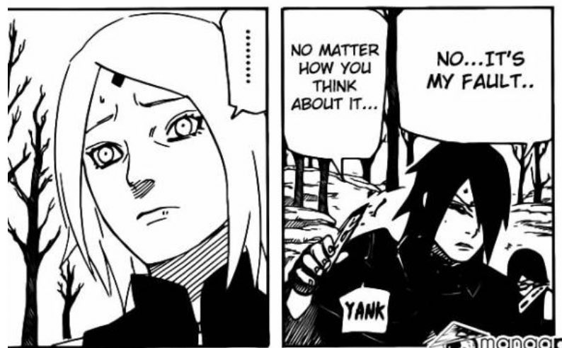 Si on croit vos paroles, que Sasuke en a rien à faire de Sakura, bon... ils se sont mariés, on eu un enfant. Sasuke est un super mari pour Sakura. A aucun moment Sasuke laisse Sakura se rabaisser, il le dit que sa femme est une femme forte. Il ne laisse jamais Sakura porter seul