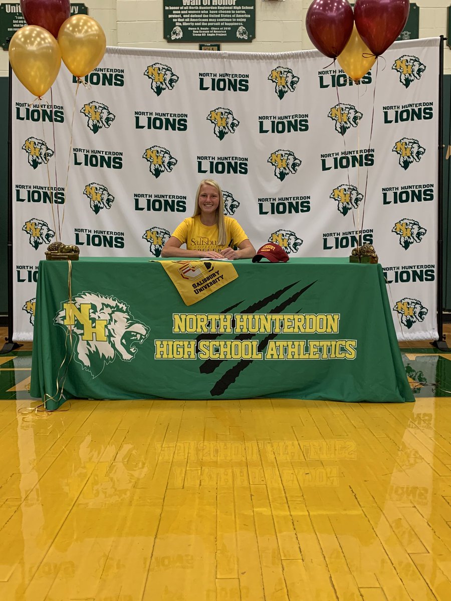 NH_GSoccer's tweet photo. Congratulations to Katy Poltrack for signing to continue her soccer career at Salisbury University! We wish you the best of luck Katy! @NHHS_Lions https://t.co/BVncaSX3B4