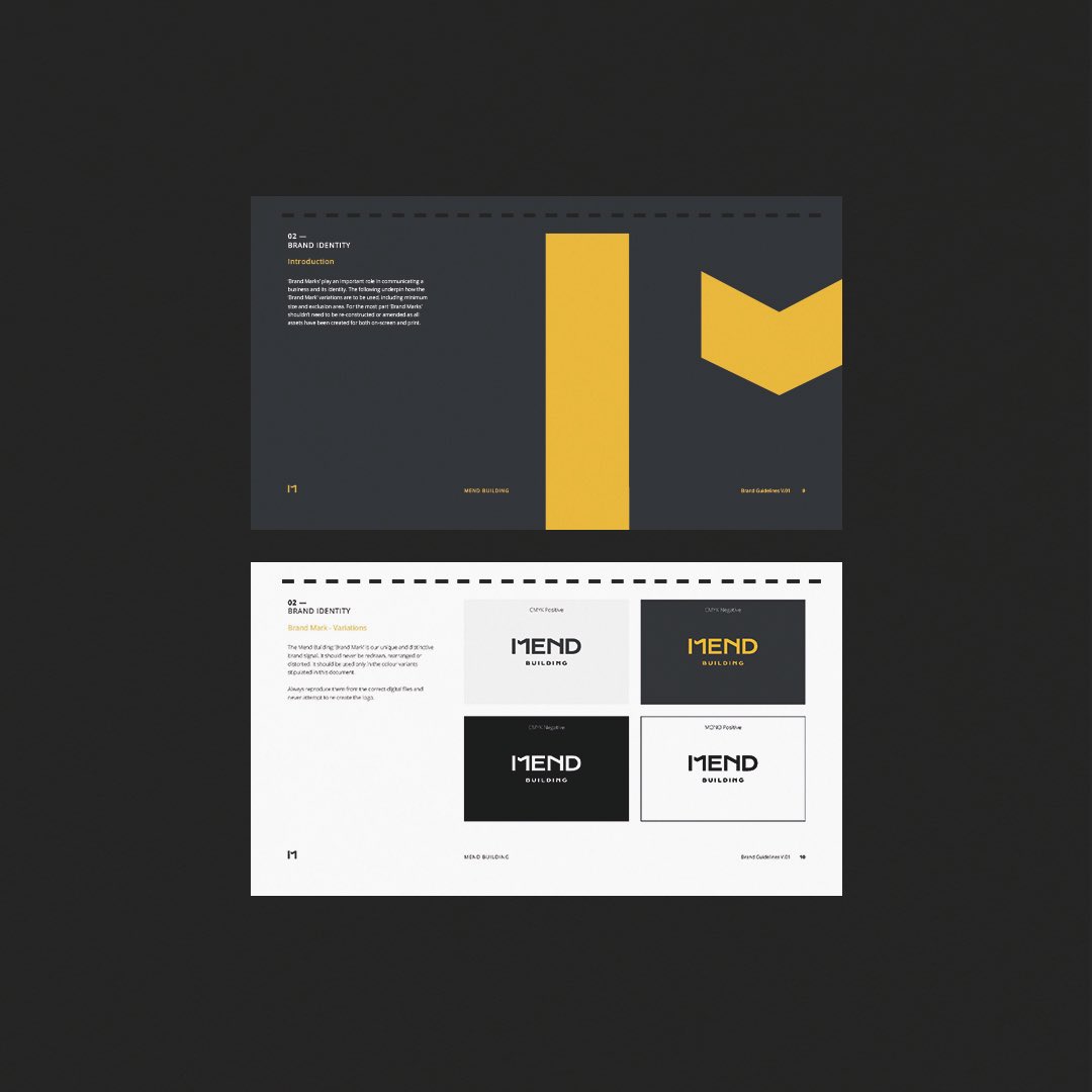 jard_design's tweet photo. Brand guidelines for Mend Building, Australian future focused builder based in QLD. https://t.co/LTLkMgPAu3