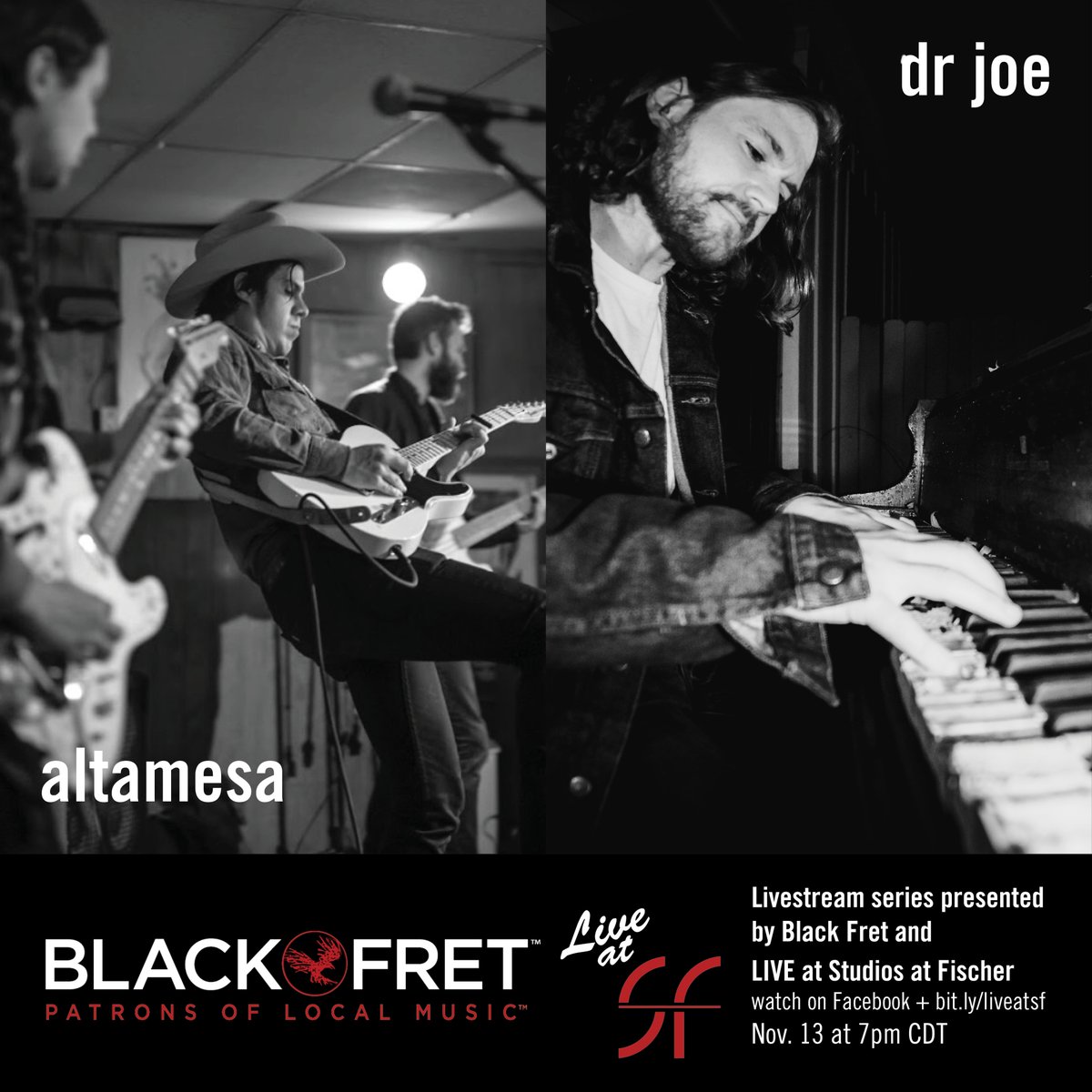 TONIGHT!
@Blackfret LIVE at Studios at Fischer present <a href="/altamesamusic/">Altamesa</a> &amp; <a href="/drjoemusic/">Dr JOE</a>!
💥Show starts at 7pm CT
bit.ly/liveatsf