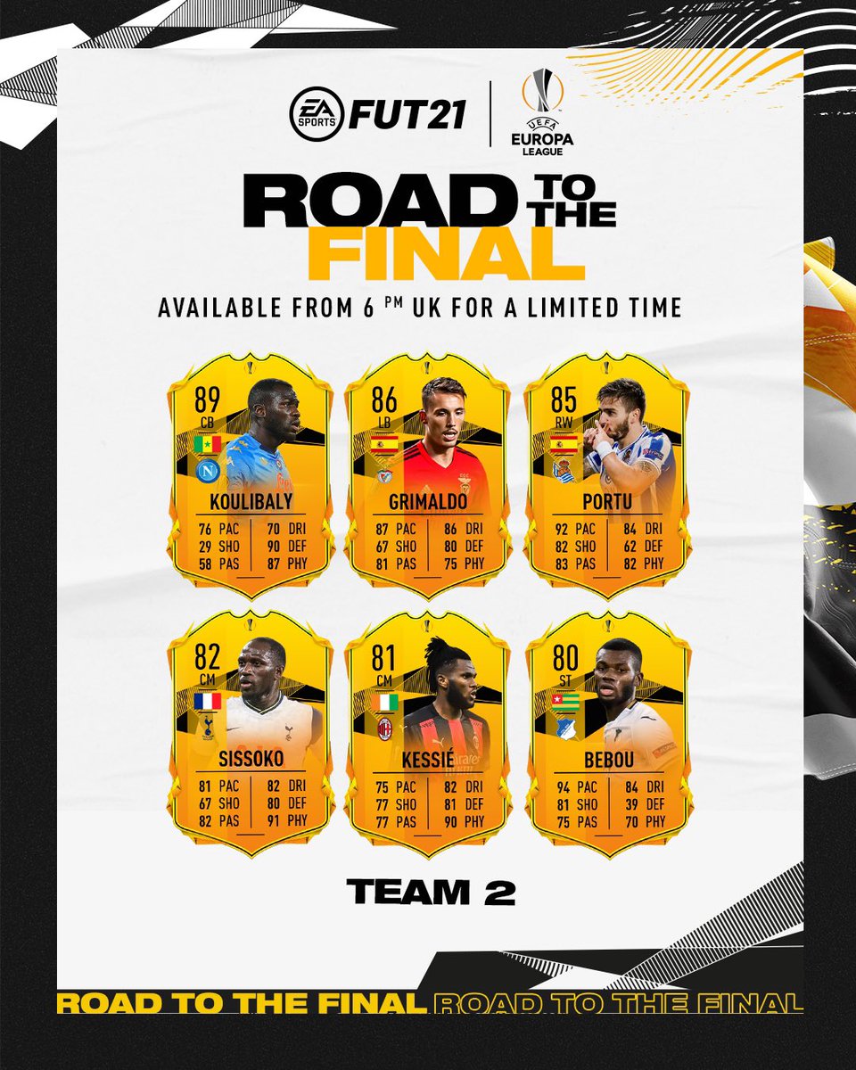 easportsfces's tweet photo. El Equipo 2 del Road to the Final YA está aquí 🎯🔥
Más #UCL y #UEL #RTTF Items de Jugadores que se mejoran con el progreso en las competiciones: https://t.co/Bfy5zkeRh0 https://t.co/NeJexqHYY7