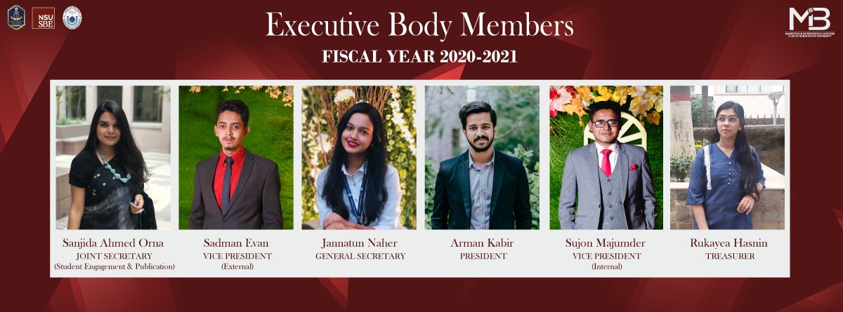 MIBC_NSU's tweet photo. With great pleasure we introduce you to the Executive Body members of NSU MIBC for the fiscal year 2020-2021. Comprising of proficient students who preserved through a magnificent journey and built a relationship of trust and support with the members of the club. https://t.co/iQx47858WD