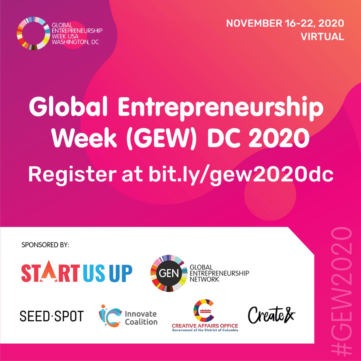 Join me at Global Entrepreneurship Week DC starting Nov. 16th-22nd! Register here: bit.ly/gew2020dc