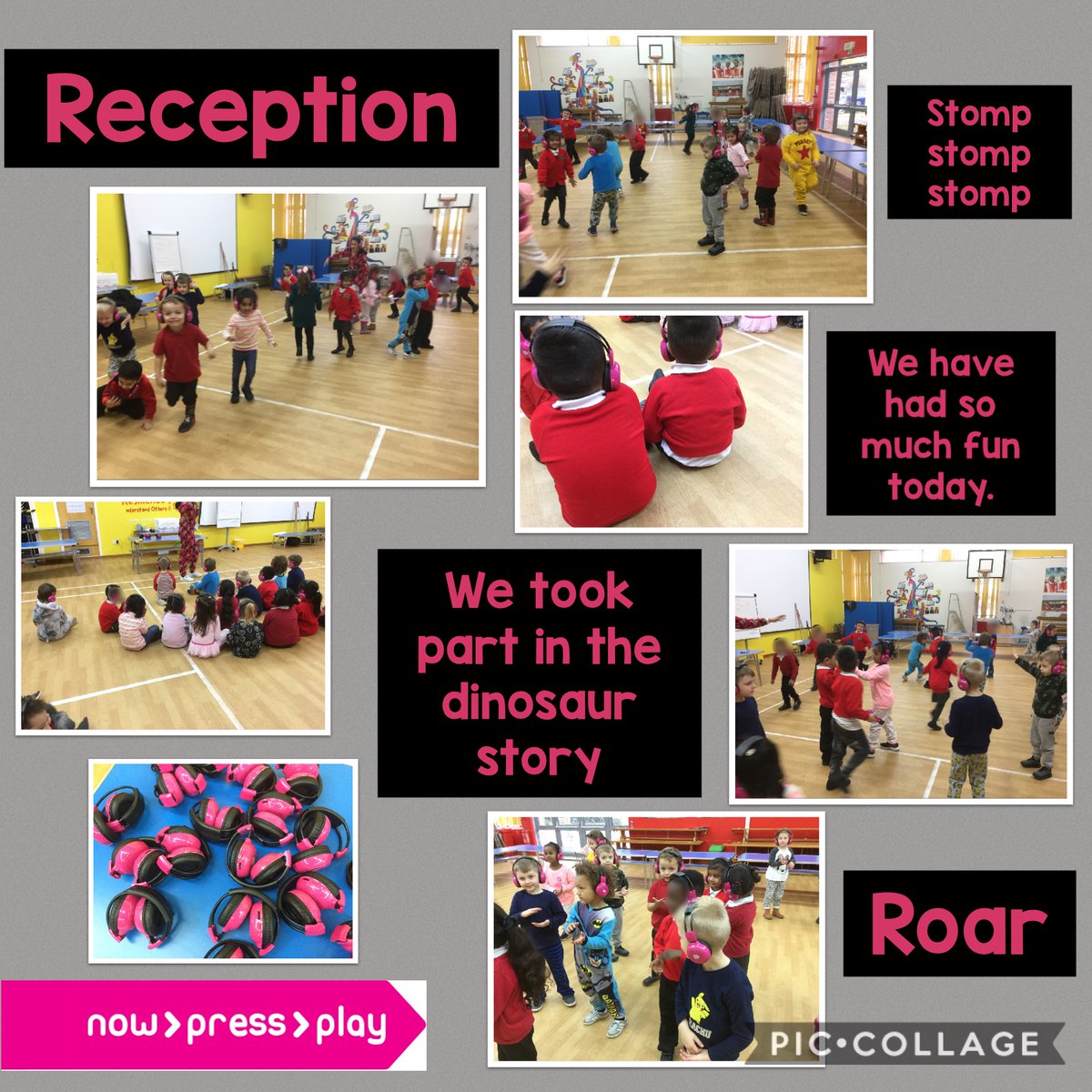 What a fabulous day of learning in Reception. The children got the chance to experience the ‘Now Press Play’ stories in the hall. It gave us much more space to Explore and Roar. 🦖 #nowpressplay #dinosaurs #lifeinreception #thejcway