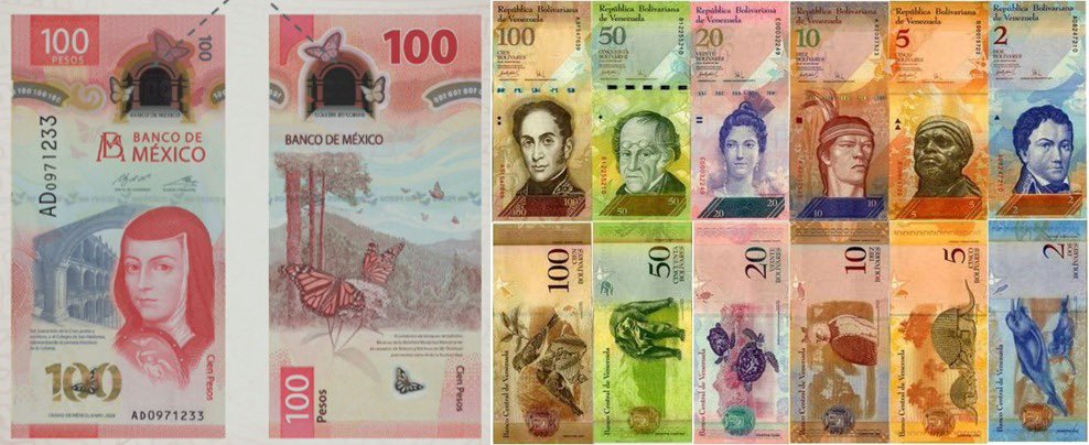 qtf's tweet image. Nuevo billete de 100 México y billetes en Venezuela.
QUÉ MENTADA GASTAR PARA PARECERNOS A VENEZUELA ¡qué horror! Cada día algo nos comprueba que ese es el rumbo de la 4T y AMLO.  
#AlAireQTF