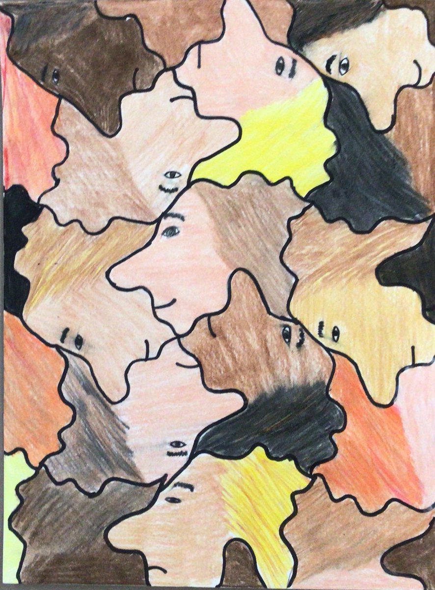 When making this I thought of a the inequalities in the world. I thought of how wrong the world is at the moment and I wanted to show equality through my work. How people are viewing the world at this moment. Mia 7th 
Rotation tesselation
<a href="/Medfieldk12Arts/">Medfield Fine Arts</a>