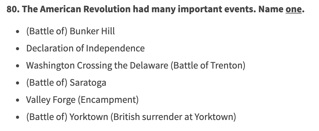 New question added about notable Revolutionary War events