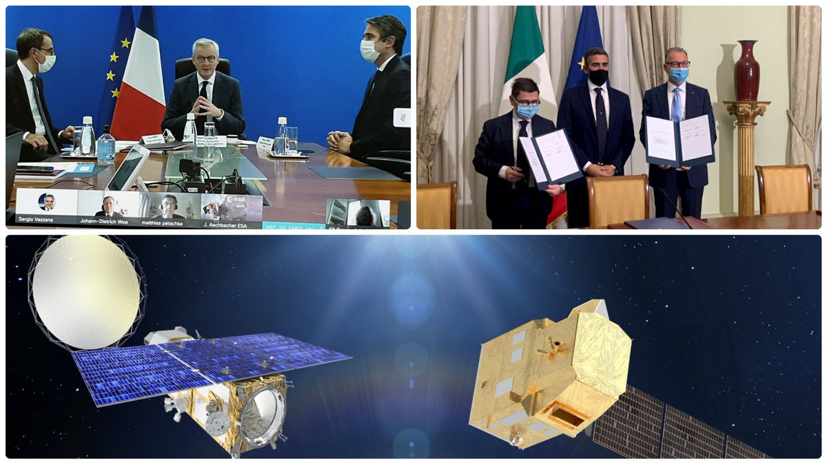 Thales_Alenia_S's tweet image. .@Thales_Alenia_S at the forefront of high-priority environmental missions thls.co/n36J50Ck3YW 2 new contracts signed today with @esa in the presence of French minister, @BrunoLeMaire and Italian Undersecretary  @riccardo_fra. #Copernicus #CHIME #CIMR #EarthObservation