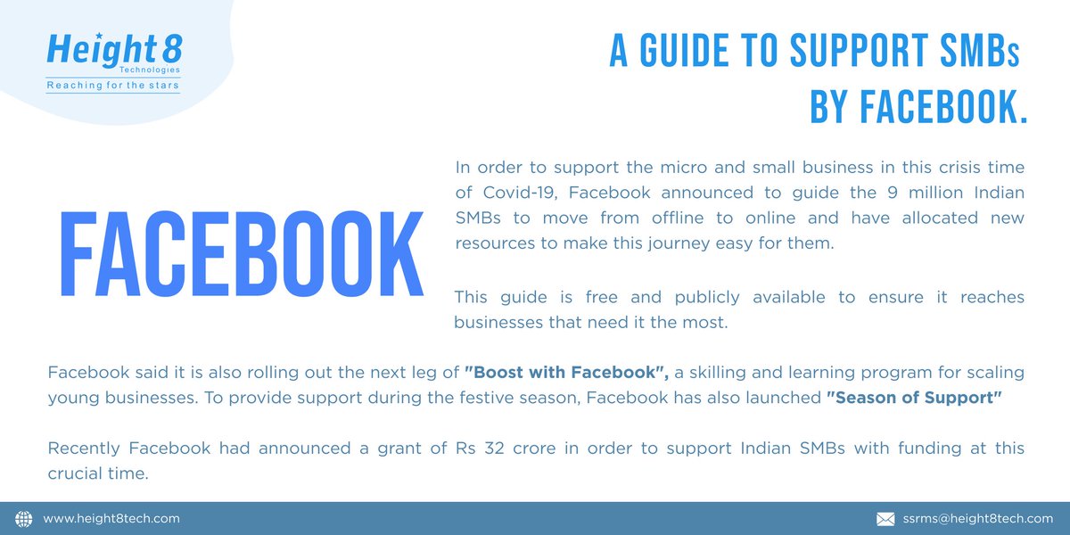 Height8Ltd's tweet photo. Facebook announced to guide Indian SMBs to move from offline to online.

Follow our page for more telecom news.

#telecomnews #telecom #height8 #height8technologies #telecommunications https://t.co/EBhTBSthw6