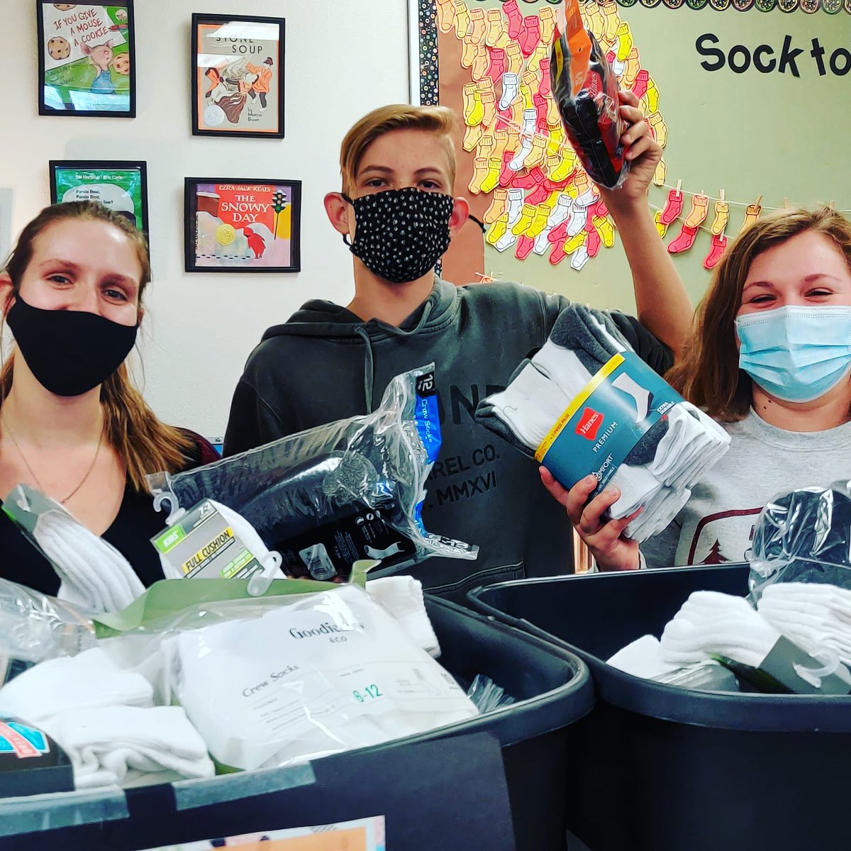 bhsbearsfccla's tweet photo. Sock-tober success! We exceeded our goal of 400 pairs of socks for the homeless, collecting 417 pairs! @Lead4Changeorg #buildingbasha @CTECUSD https://t.co/4i4S98S2By