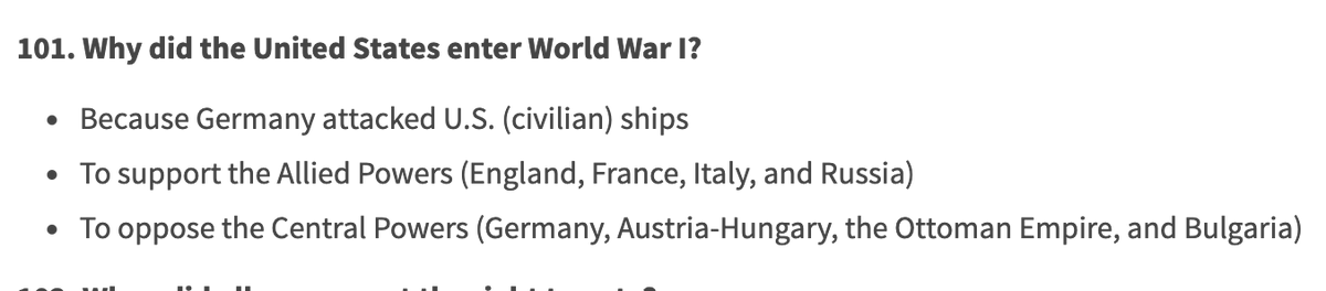 New question about why US entered WWI