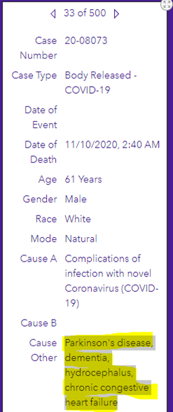 4/ Again, at the risk of sounding callous, but rational, these are listed as C19 deaths, but many/most are in the final stages of life - very sick. Below are a few that jumped out at me due to age and/or comorbidities. This is how the majority of these reports read.