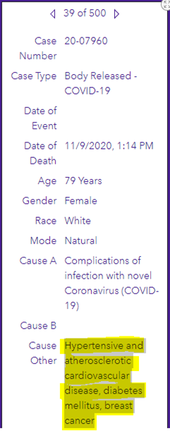 4/ Again, at the risk of sounding callous, but rational, these are listed as C19 deaths, but many/most are in the final stages of life - very sick. Below are a few that jumped out at me due to age and/or comorbidities. This is how the majority of these reports read.