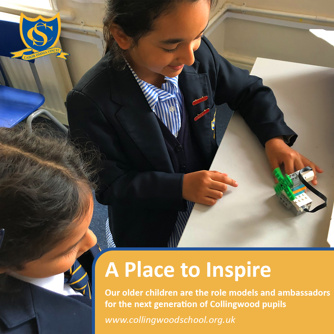 A Place to Inspire 
Our older children are the role models and ambassadors for the next generation of Collingwood pupils 
collingwoodschool.org.uk 
#education #independentschool #school #elementaryschool #preschool #prepschool #kindergarten #learning #legacyofexcellence #students