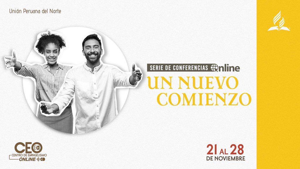 PrVictorVasquez's tweet photo. 📍Ya llega la Semana de Evangelismo Online #UnNuevoComienzo 🙏 Del 21 al 28 de Noviembre. 👉 Todas las faces etarias organizadas en Centro de Evangelismo Online (CEO) 💻 para esta programación 😃 Únete! https://t.co/LPS5zvErkS