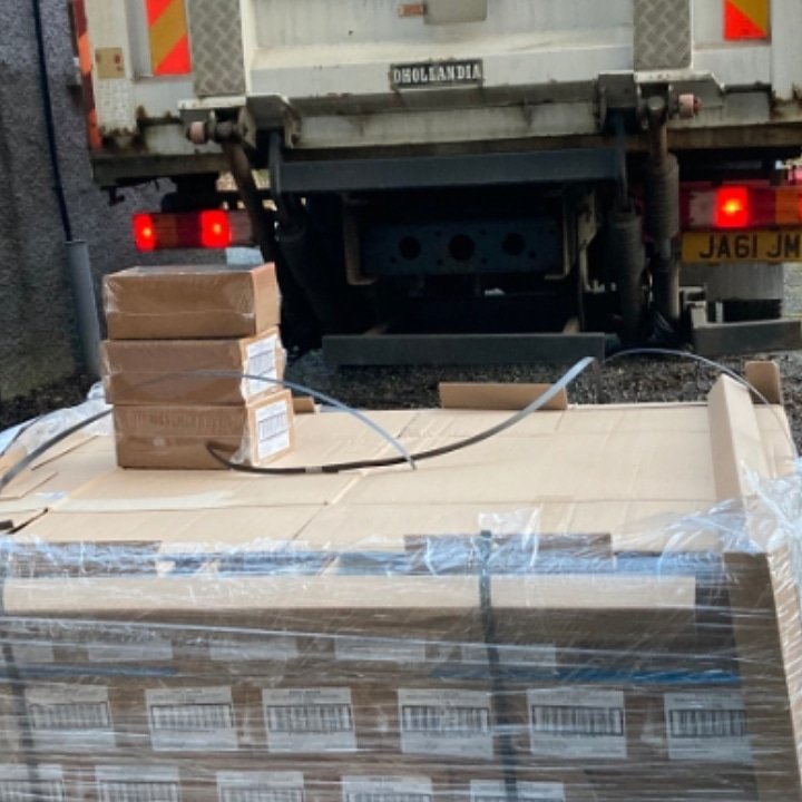 Nothing to see here 😊 just 1550 jars of our beautiful Irish stout &amp; onion chutney arriving at <a href="/GoodFoodWineCo/">GF&WCo</a> HQ for a big hamper order they secured...
Huge thank you to nick &amp; michelle for choosing to work with us this year. We hope your clients enjoy..
#shoplocal #spendlocal