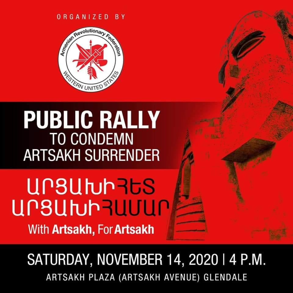 ANCA_WR's tweet photo. November 14, 4:00PM | Artsakh Plaza, Glendale

Artsakh is and must forever remain Armenian land. We call on the Armenian community to come together and speak up against this disastrous agreement. https://t.co/lSi46s0cDf