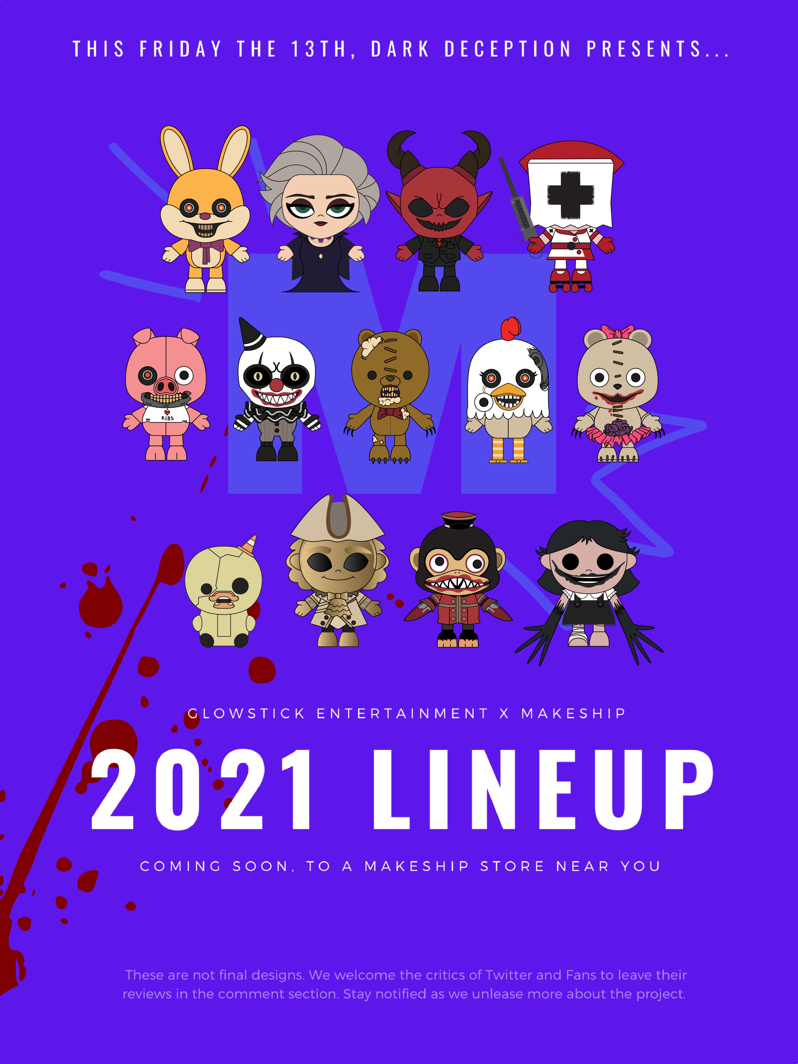 Makeship on Twitter: Meet the Dark Deception 2021 lineup coming to a Makeship store near you!✨🤩 Designs aren't finalized YET and that's why we want to know what the critics (you) have