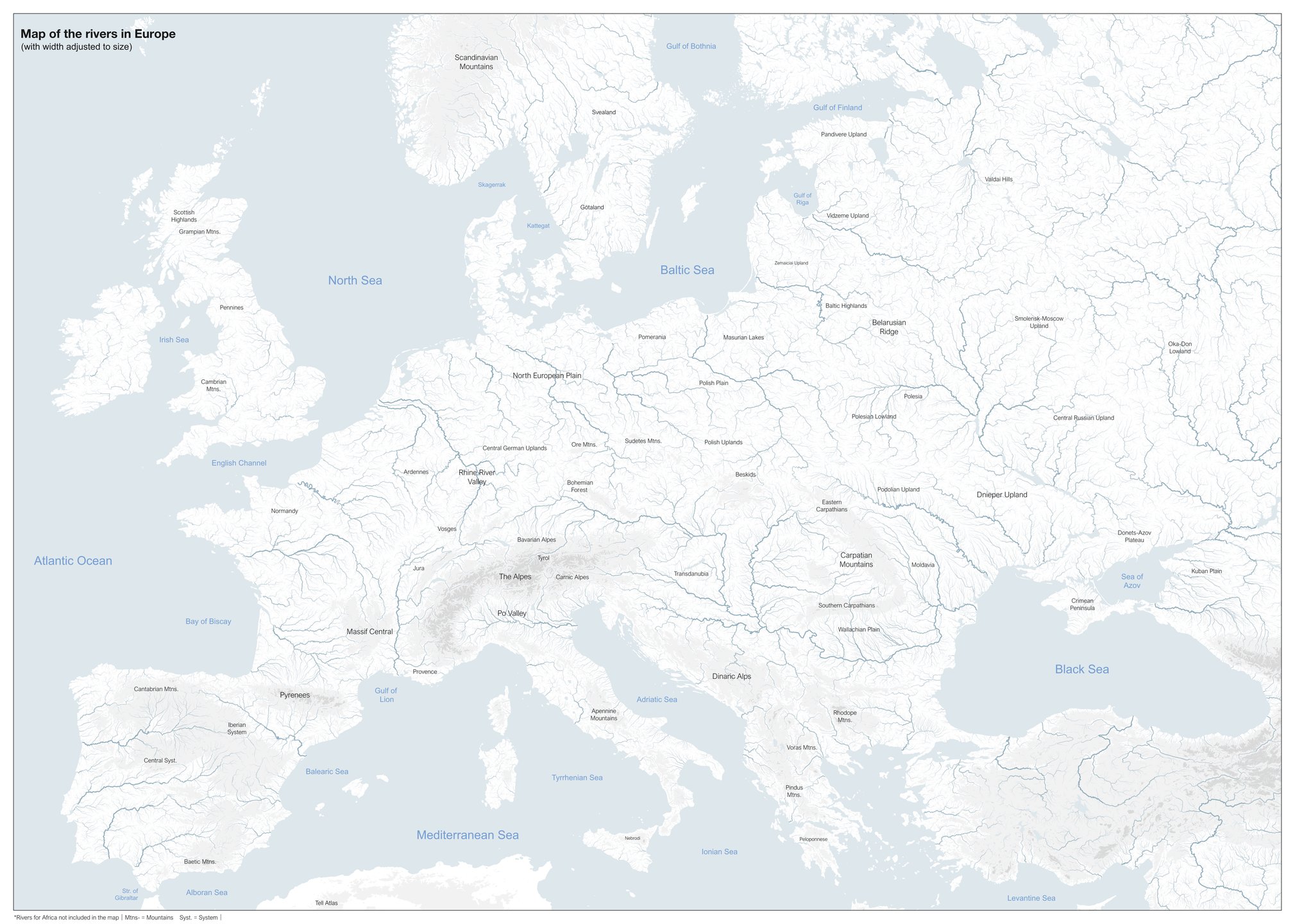 blank europe map with rivers