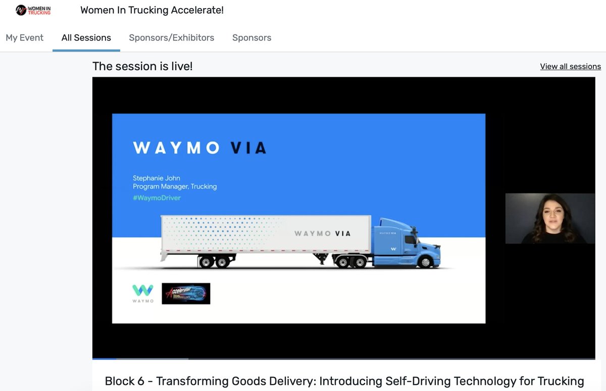 WomenInTrucking's tweet photo. Check out this #WIT2020 session to hear from one of the women helping build @Waymo Via, Stephanie John, on their fully autonomous technology and the opportunities within self-driving technology for women in the transportation industry. https://t.co/VgHRJLjvdQ