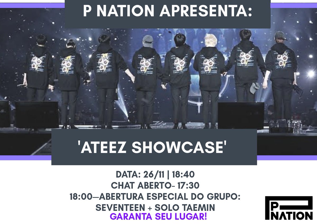 É com grande prazer que a empresa P Nation. anuncia o debut de mais um grandioso grupo de artistas.
Ateez vem aí!
Com participação do Solista Taemin e o grupo Seventeen!
 Garanta seu lugar: t.me/joinchat/SL0Zc…

Grupo: 
@ATEEZRP_
Taemin: 
@KYUM_RP
Seventeen:
@SAYTHENAMESVT01