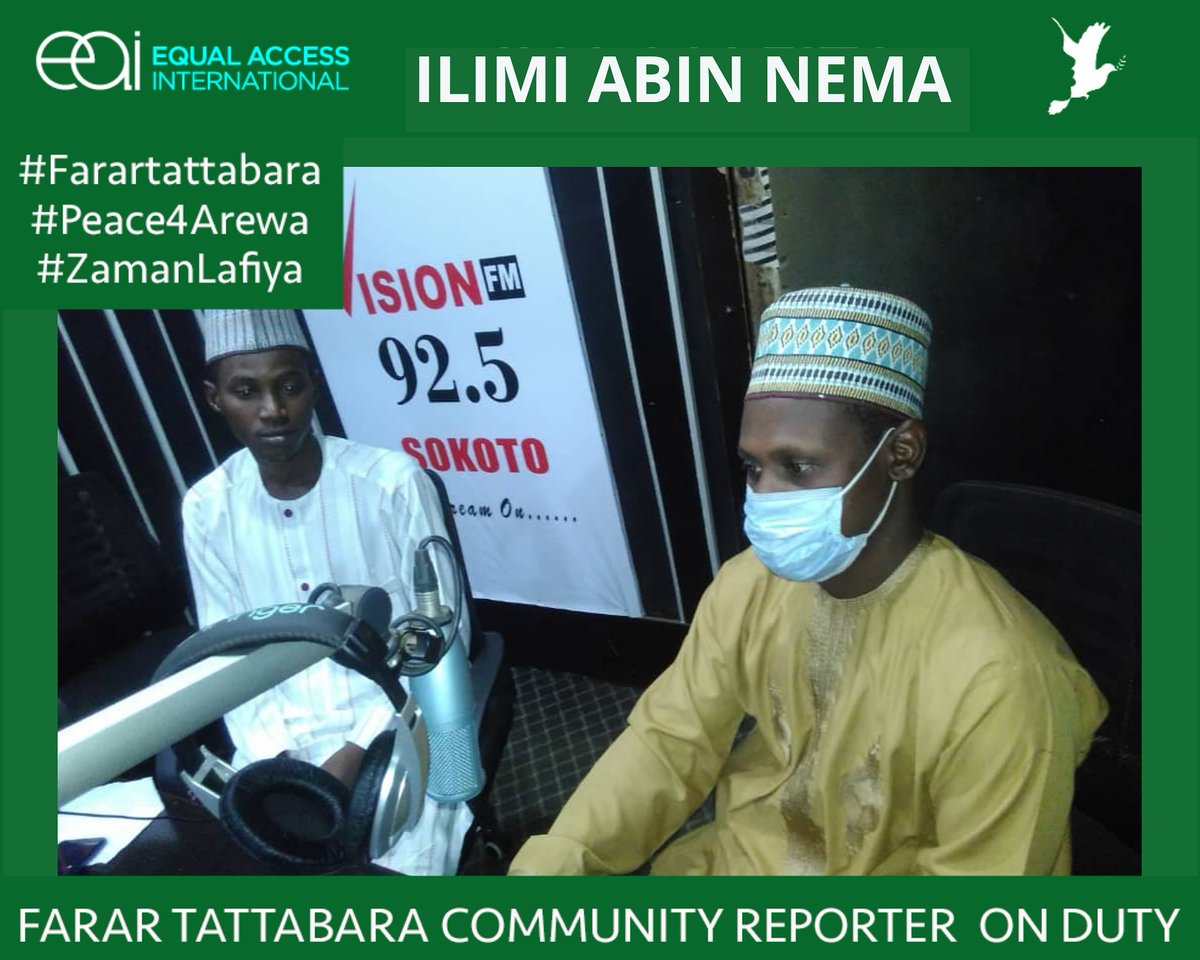 EAI_Nigeria's tweet photo. Shirin Ilimi Abin Nema kashi na 21 daga Vision FM Sokoto ya tattauna tare da Malam Abdurrahman Bello Atiku, Malamin Allo da Islamiyya.
#HowIBuildPeace
#peace4arewa
#arewatwitter
#Visionfm
#farartattabara
#equalaccessintl
#northernnigeria
#ABetterTime #AlbumoftheYear #ABetterTme https://t.co/NQs6XmDniC