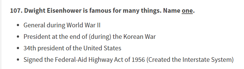 Another "flip the answer into the question" framing here; before you had to know which war Dwight Eisenhower was a general in. Now you have to know what he is famous for.These kind of changes absolutely make things harder.Old                     New