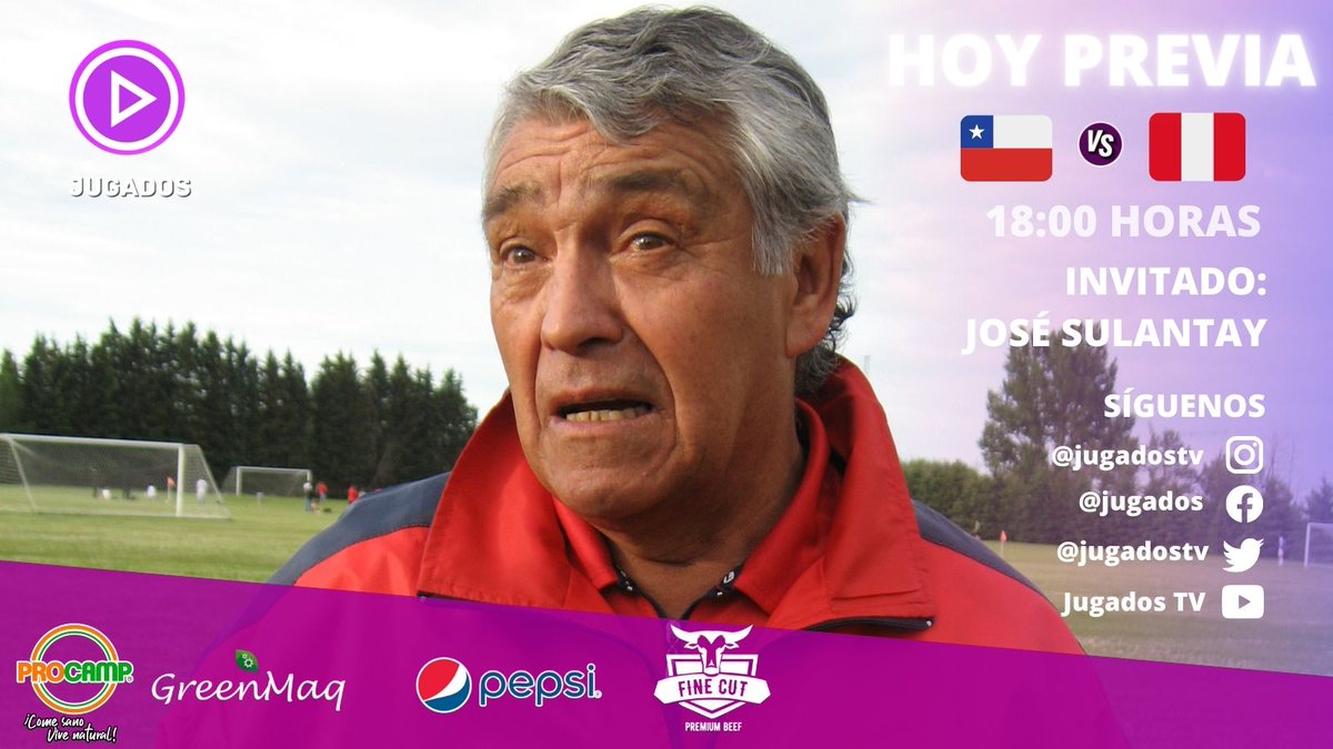 JugadosTV's tweet photo. HOY PREVIA! ⚽️🇨🇱 vs 🇵🇪
Cómo le va a @LaRoja hoy?

🕰️18:00 horas
Invitado: José Sulantay
Ex DT: Selección Chilena sub 20
📺: YouTube JUGADOS TV
Analizamos el partido que juega Chile hoy frente a #Perú.

#laroja #alexis #alexissanchez #rueda #viernes13 #arturovidal #vamoschile https://t.co/zUyIZTlED8
