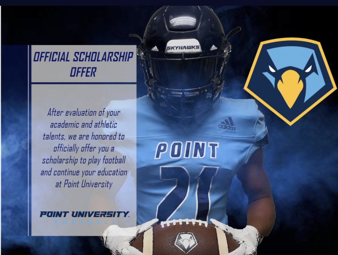 Extremely Blessed to receive my first offer from Point university!🦅 <a href="/CoachCasterlin/">Barry Casterlin</a> <a href="/CoachCarlVice/">Carl Vice</a> <a href="/CoachBenReaves/">Ben Reaves Jr.</a> <a href="/coachclack23/">Adam Clack</a> <a href="/MiltonEagles_FB/">Milton High School Football</a> #AGTG