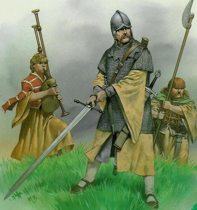 Gallowglasses were elite troops and often acted as bodyguards to local magnates. They fewer ties to the locality and their primary loyalty was therefore to their Lord. They were trained and organised by a Constabal. Each gallowglass would be accompanied by two boys/bearers.