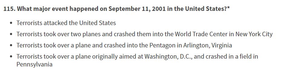 The "what happened on 9/11" question has gotten a lot more answers, I guess in case applicants want to expand on the events?Old                       New