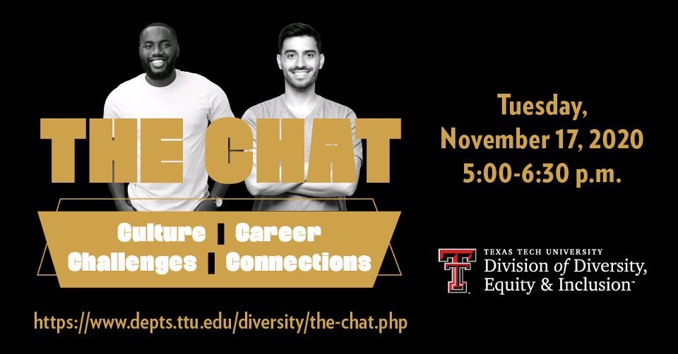 JoltTtu's tweet photo. November 17 5:00-6:00 p.m! The TTU Men of Color Initiative will host a virtual chat for men of color to discuss relevant current issues and concerns https://t.co/LEHxT9A61m