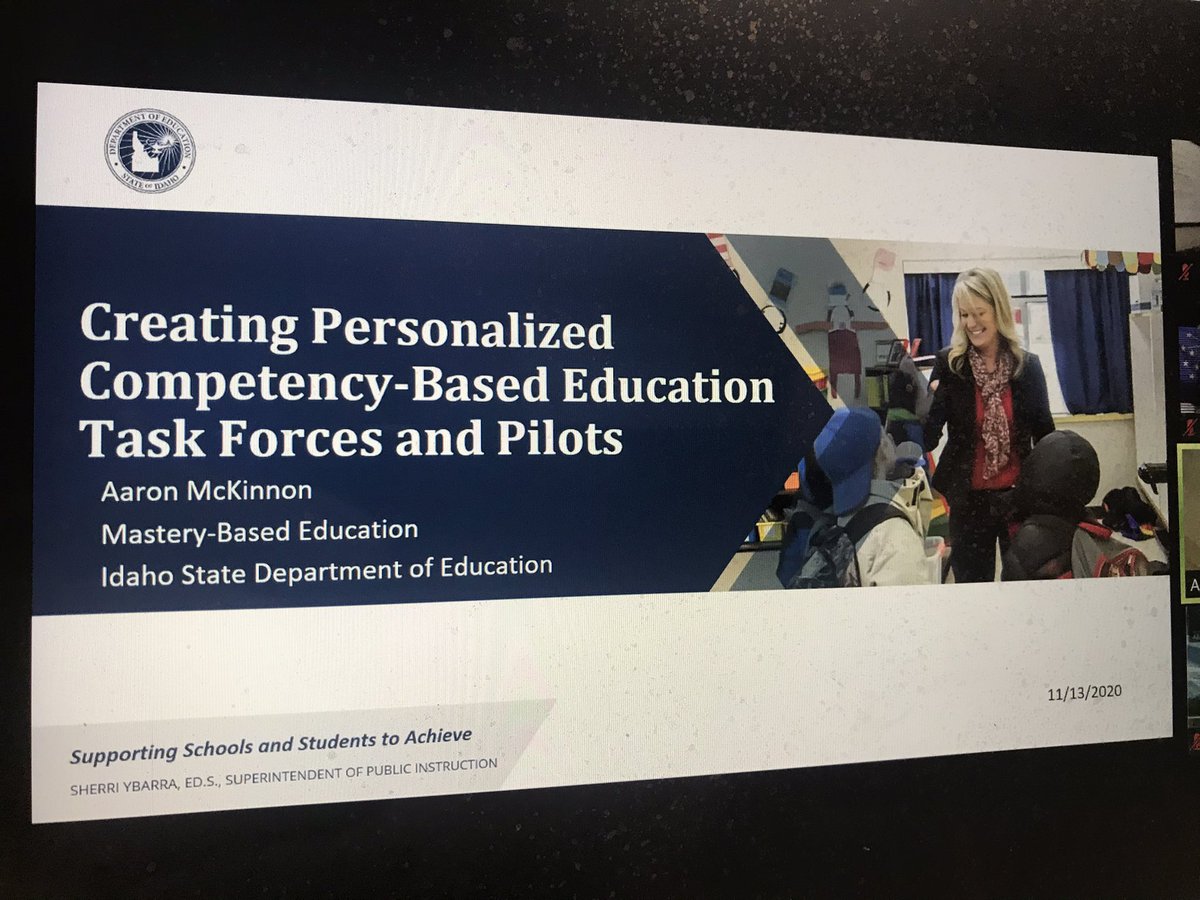 ByronErnest's tweet photo. Mastery-based Education Coordinator Aaron McKinnon,  @IdahoSDE, presents now at @Aurora_Inst 2020 National Policy Forum on Task Forces and Pilots. #aurora2020 #learningtogetherapart https://t.co/33dcrNKiGF