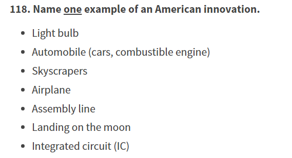Here's a brand new question that has me scratching my head. Why on god's green earth would it be necessary for new citizens to know that Americans invented the integrated circuit?/the answer, of course, is because this test is a more propagandistic than the last one.