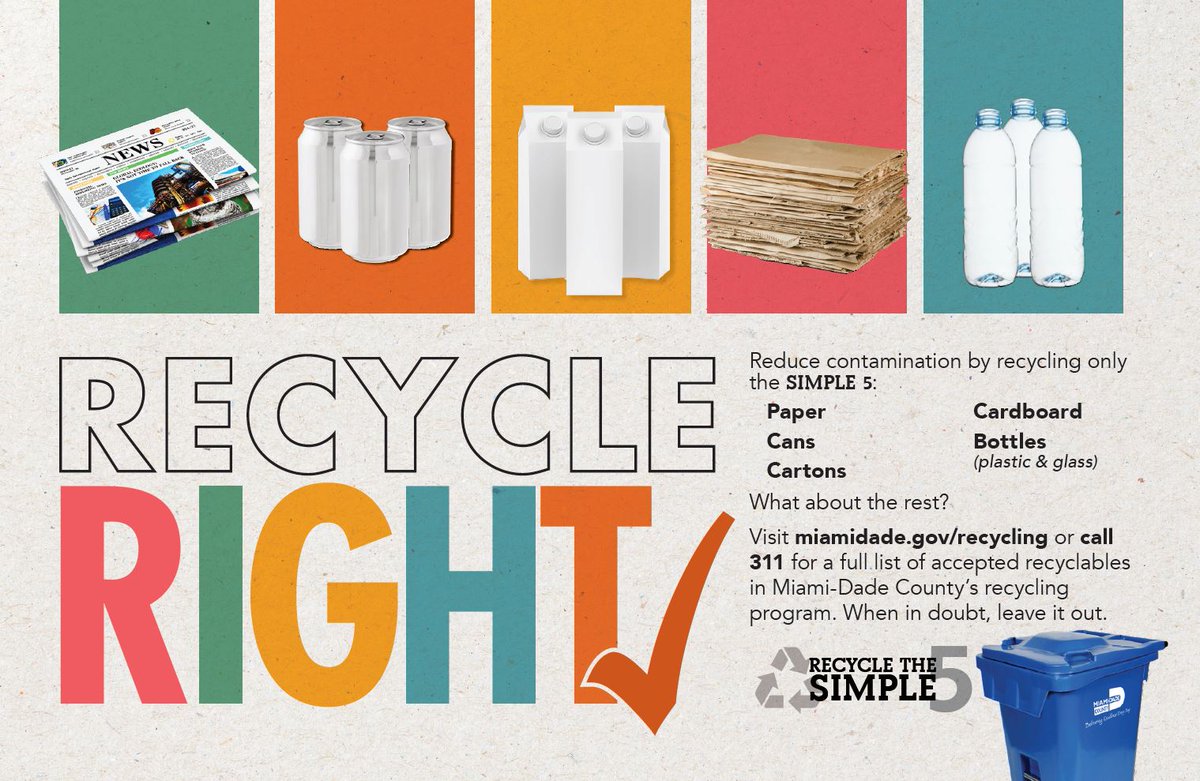 miamidadeswm's tweet photo. #AmericaRecyclesDay is on November 15th!
Take the #BeRecycled Pledge at https://t.co/4M7htlhhzr.
Do your part to #RecycleRight - visit https://t.co/CXpYSIKKjF to learn about our recycling program and the #Simple5 recyclable items!
#Recycling #Recycle #MiamiDade #OurCounty https://t.co/SKLlLB1mH2